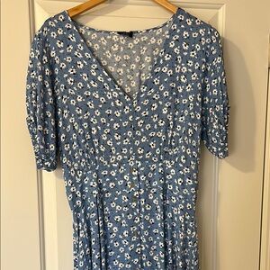 Cotton On Blue and White Puff Sleeve Sundress